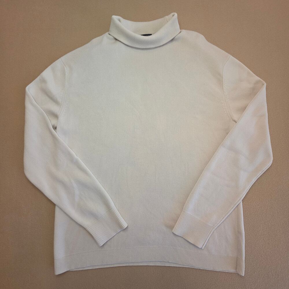 Banana Republic Supima Cotton Sportif Mock Neck Sweater Cream Sz Large